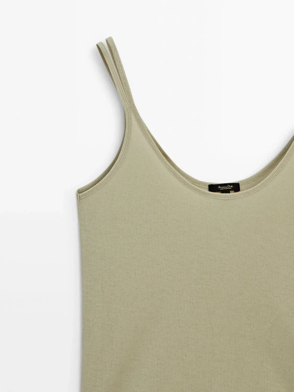 Massimo Dutti Топ в рубчик на двойных бретелях, светло-зеленый