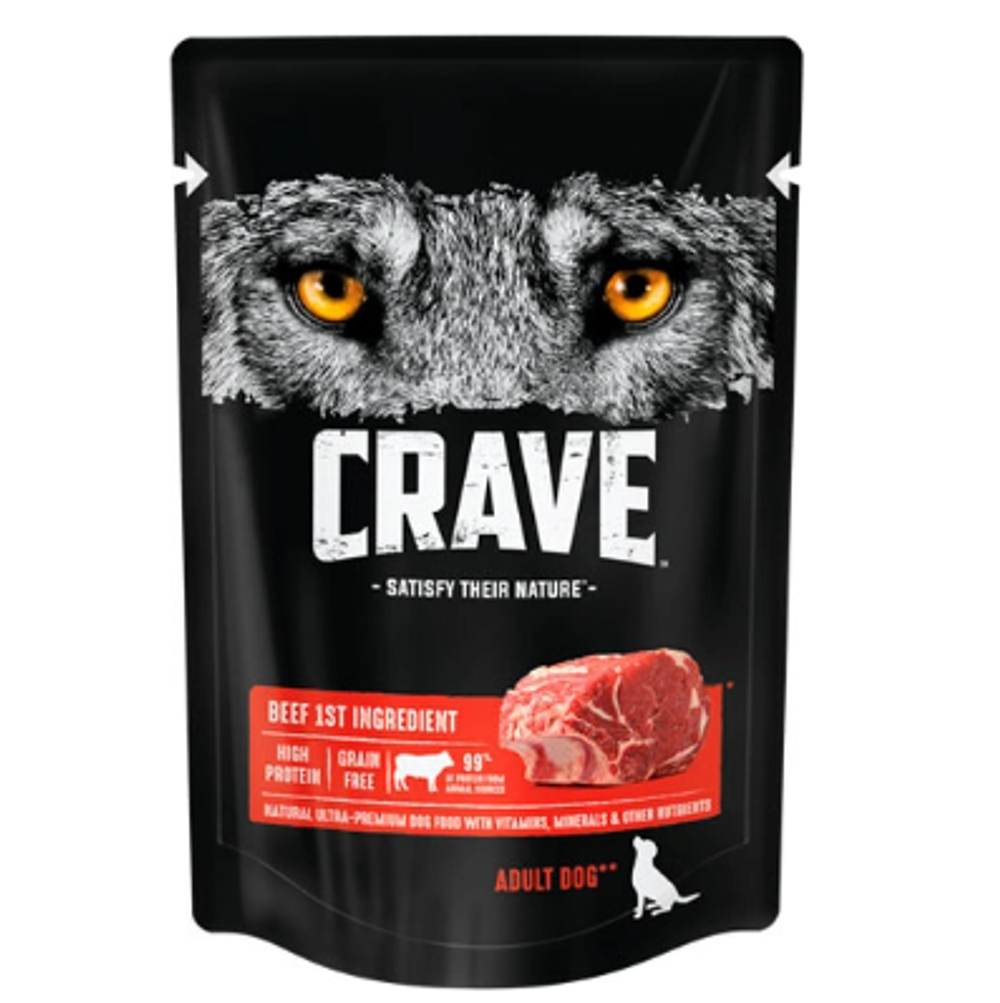 Crave корм консервированный для собак говядина в желе (пауч) 85гр