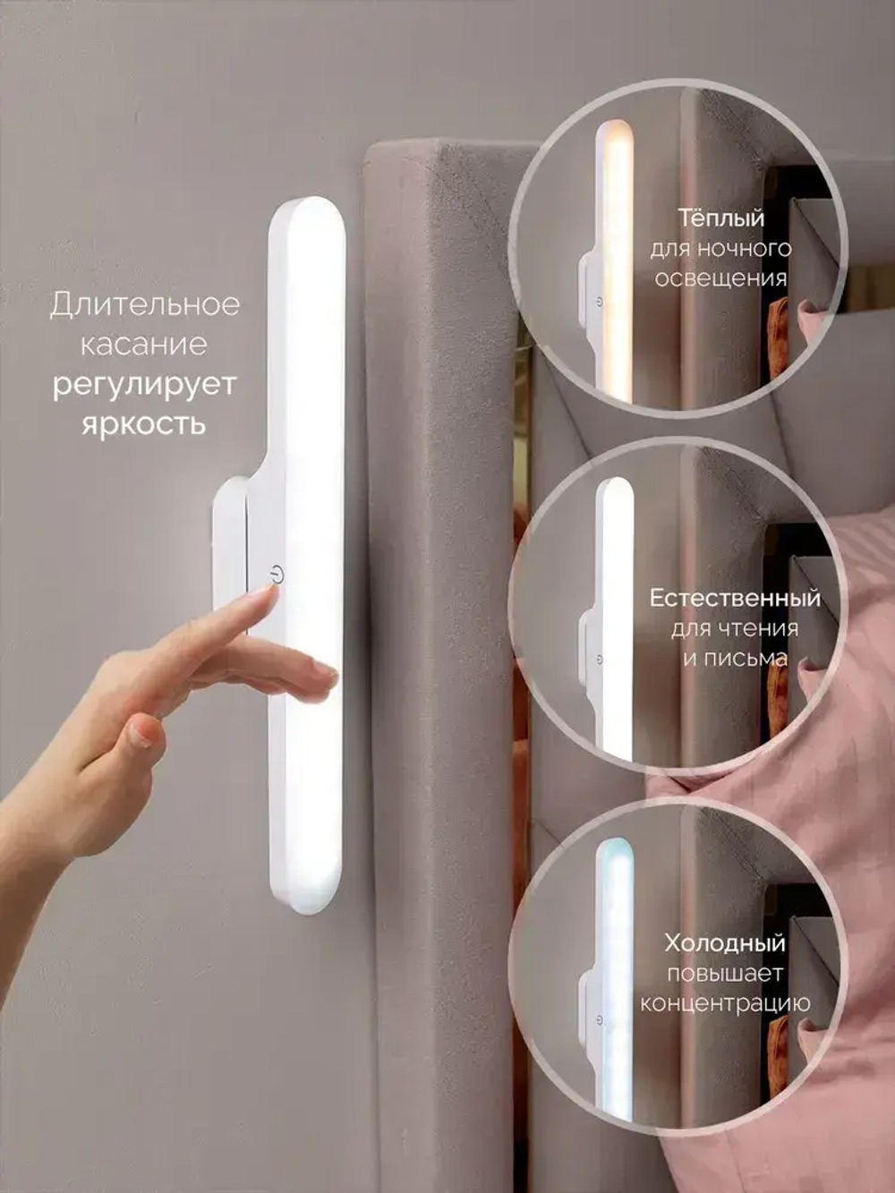 Светильник светодиодный настенный беспроводной на магните / LED лампа беспроводная на магните