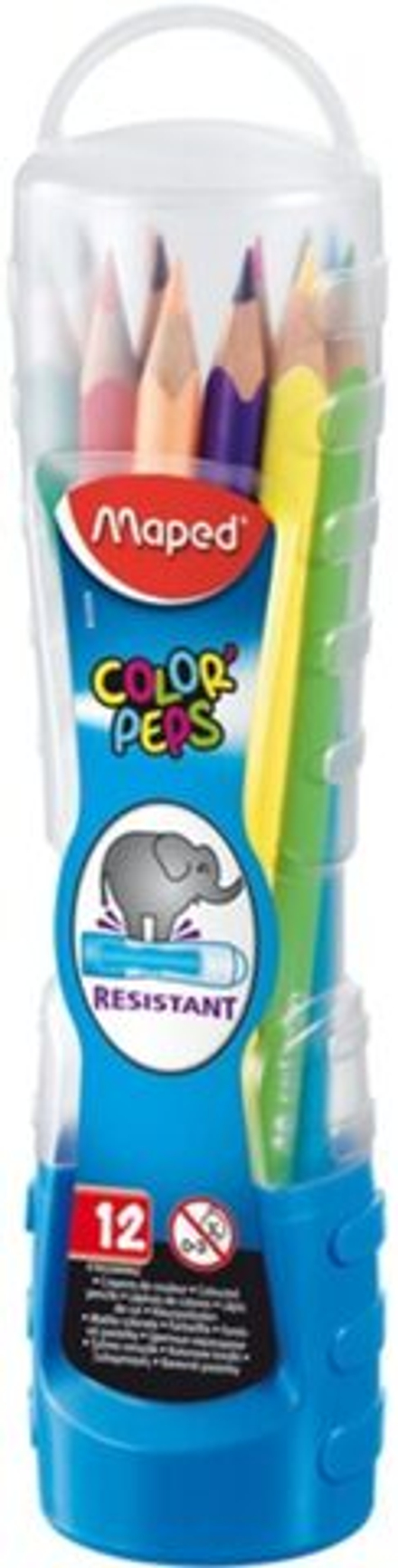 Карандаши цвет. 12цв  Maped Color Peps трехгранные, ударопрочные, пласт.стакан-тубус