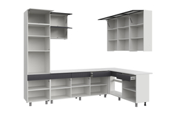 Кухонный гарнитур София 3м, Белый, Бланж, Графит матовый, Антарес