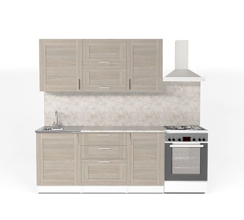 Кухонный гарнитур Лира макси 1800 мм (Квадро шимо светлый/Белый, Малага)