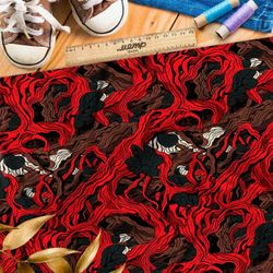 Ткань премиум сатин мрачные мотивы