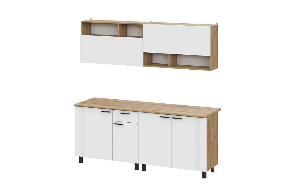 Кухонный гарнитур Монако 2.0 м МДФ с фрезеровкой (Дуб Золотой/Графит)