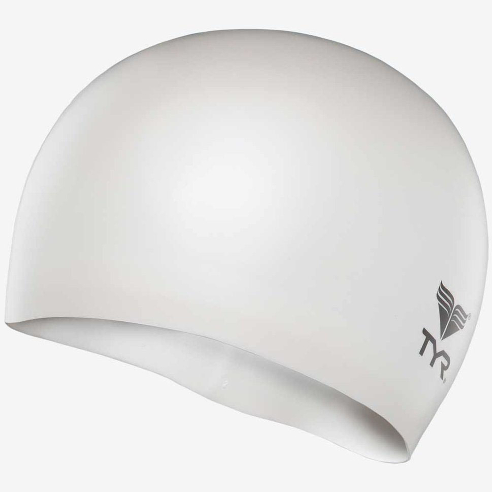 Шапочка для плавания подростковая TYR Wrinkle Free Junior Silicone Cap, LCSJR-100, белый