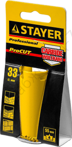 STAYER 33 мм, L 55 мм, карбид вольфрама, Кольцевая коронка (33345-33)