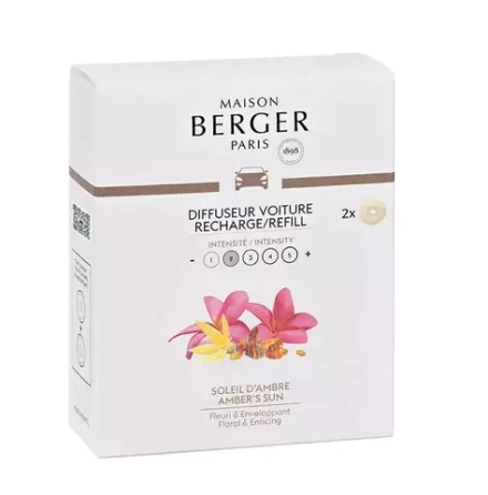 Maison Berger Paris - Набор из 2 вставок для автомобильного диффузора Amber Sun. / артикул   EAN 3127290069504  / GTIN 3127290069504