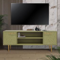 Тумба под ТВ Арт Колор leaves 155см Стайл Голд Зеленая олива