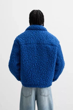 ZARA КУРТКА ИЗ ИСКУССТВЕННОЙ ОВЧИНЫ, ЯРКО-СИНИЙ