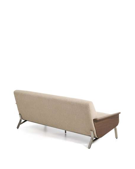 3-местный диван Amsen светло-коричневый с подлокотниками из шпона ореха