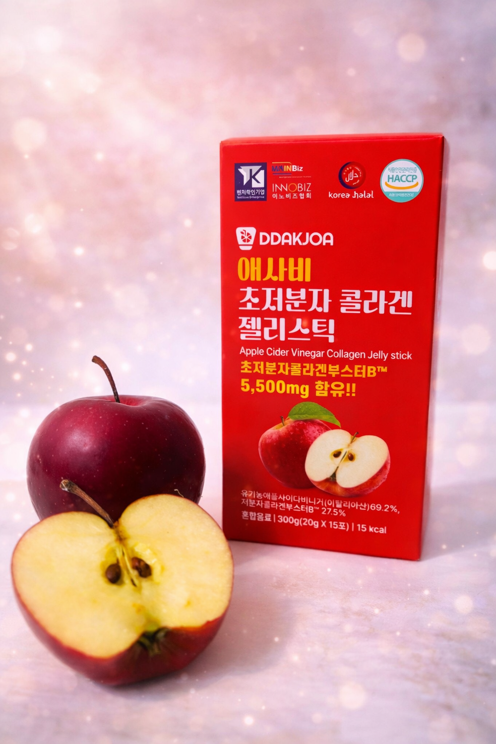 MIPPEUM Innobiz Apple Cider Collagen Jelly Stick - Морской коллаген в виде желе-стика с яблочным уксусом (20 граммов, 15 стиков)