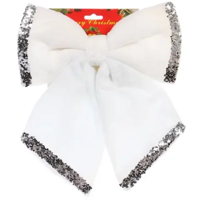 Бант на ёлку «Блеск» 25*30 см, микс (белый/молочный)