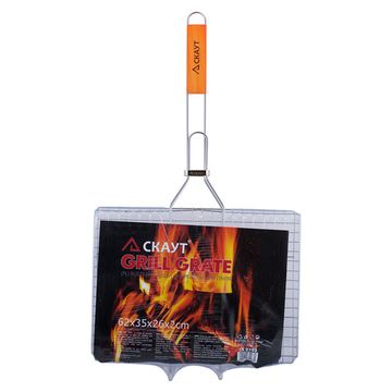 Решетка для гриля 36х27х2,5 см. из хромированной стали СКАУТ СК-0703 с деревянными ручками