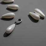 Хрустальный жемчуг, оттенок "Белый", полупросверленная капля, 19,5*8мм