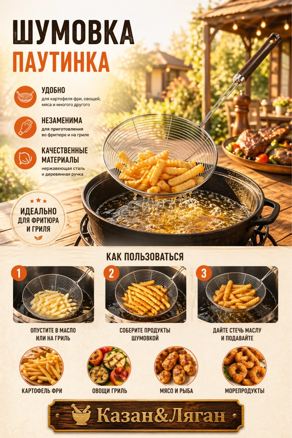 Шумовка паутинка металл