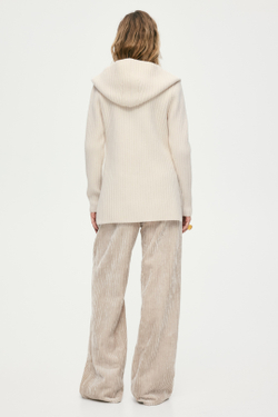 H&M Шерстяной свитер с капюшоном, кремовый