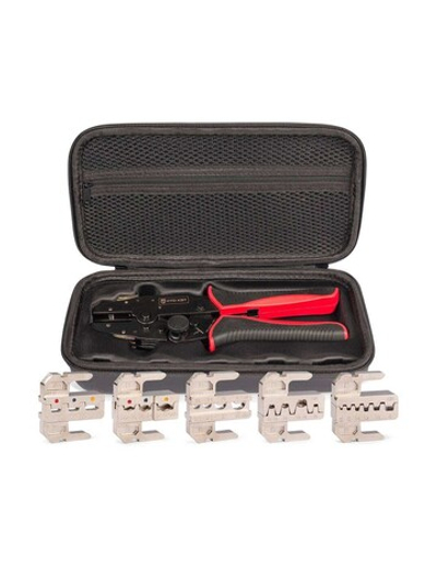 Пресс-клещи с набором матриц CTD+5 серия QUICK PRO для опрессовки разъемов, втулочных, изол. и неизол. наконечников