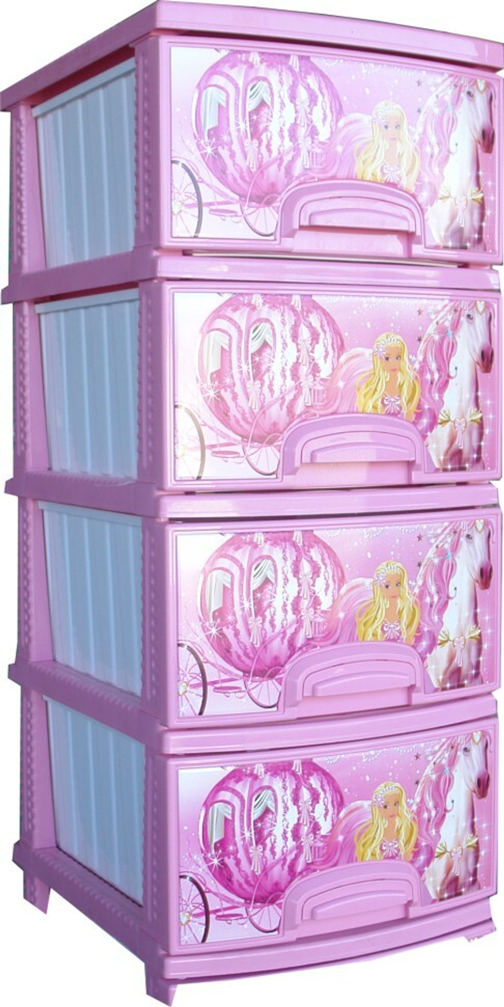 Комод детский пластиковый "Золушка", цвет розовый, 4 секций, арт.ОР-145-З-4