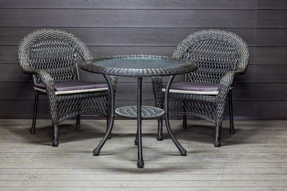 Садовый комплект из искусственного ротанга Мэдисон НЬЮ (Medison NEW) стол круглый D90 + 2 кресла с подушками на сиденье