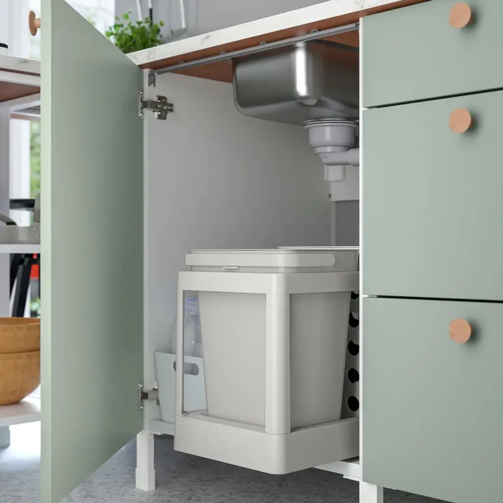Раковина/дверной шкаф - ENHET  IKEA/ ЭНХЕТ ИКЕА, 75х62х60  см, белый/зеленый