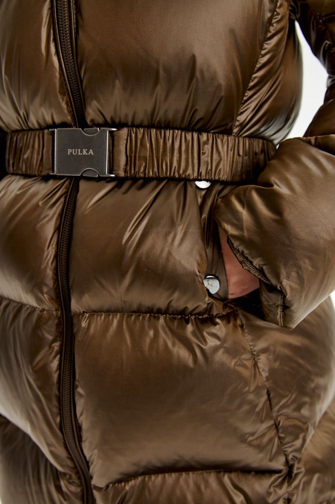 Зимнее пальто  PULKA бронзового цвета полуприлегающего силуэта