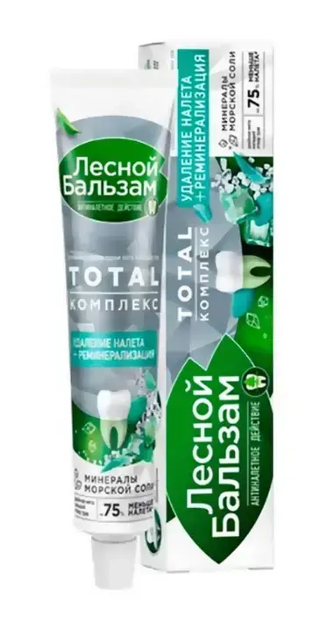Зубная паста ЛЕСНОЙ БАЛЬЗАМ TOTAL Комплекс с морской солью, мятой и травами 75мл.