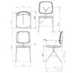 Стул LATITUDE Ror, Y, велюр, черный/голубой/желтый