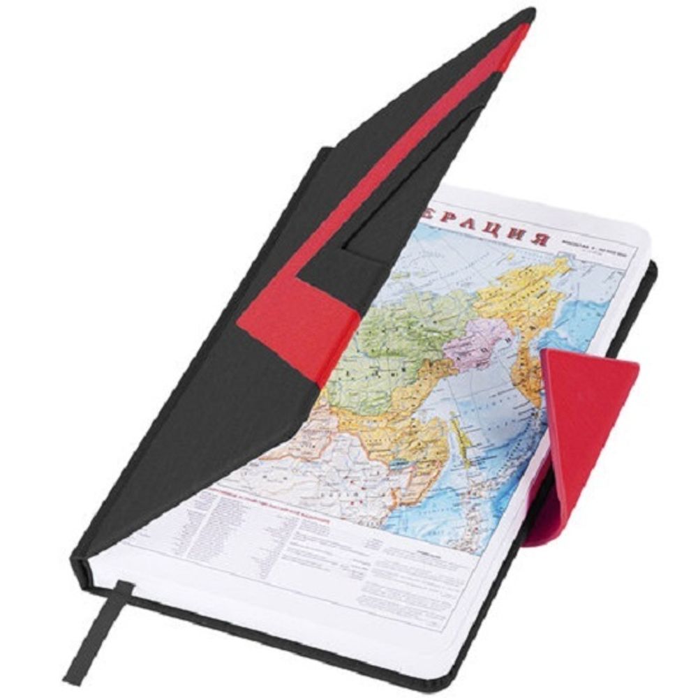 Ежедневник недатированный Brauberg Waves, А5, 160л, кожзам, чёрно-красный