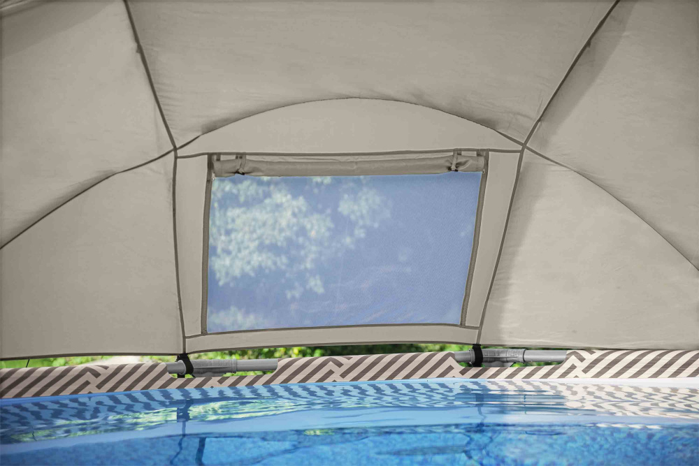 Каркасный бассейн Bestway Steel Pro MAX 396х107 см + фильтр-насос 2006 л/ч, лестница, тент, навес от солнца (561FY BW)
