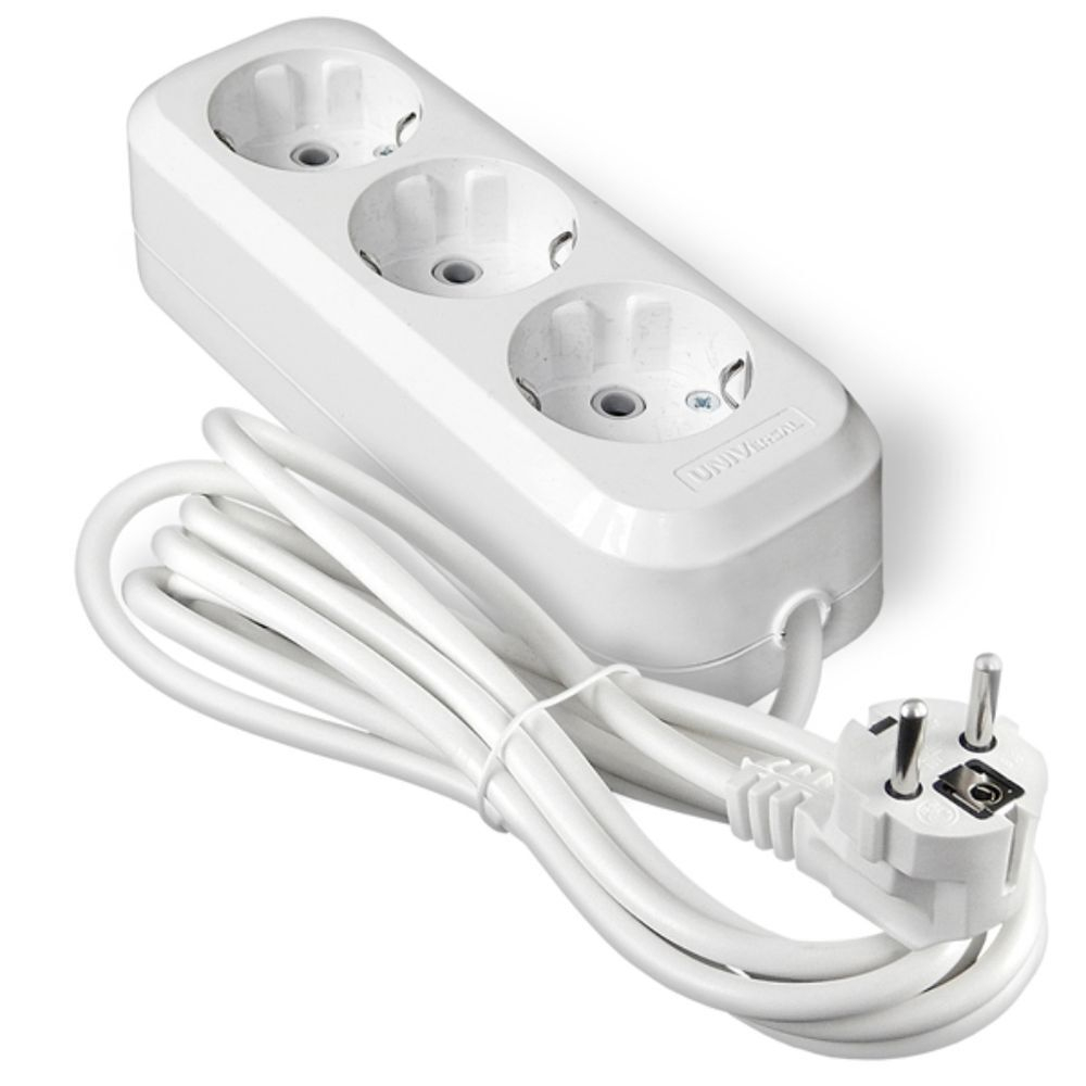 Удлинитель бытовой 3 гн, 10 м, ПВС, 3х1 мм2, с/з, UNIVersal, У10, 554-10