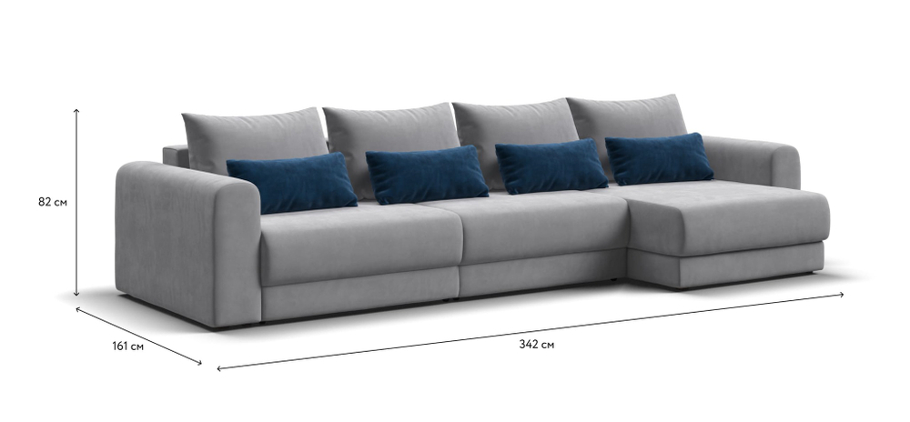 Модульный угловой диван РИЧМОНД MODOOL MAX Велюр Monolit сталь