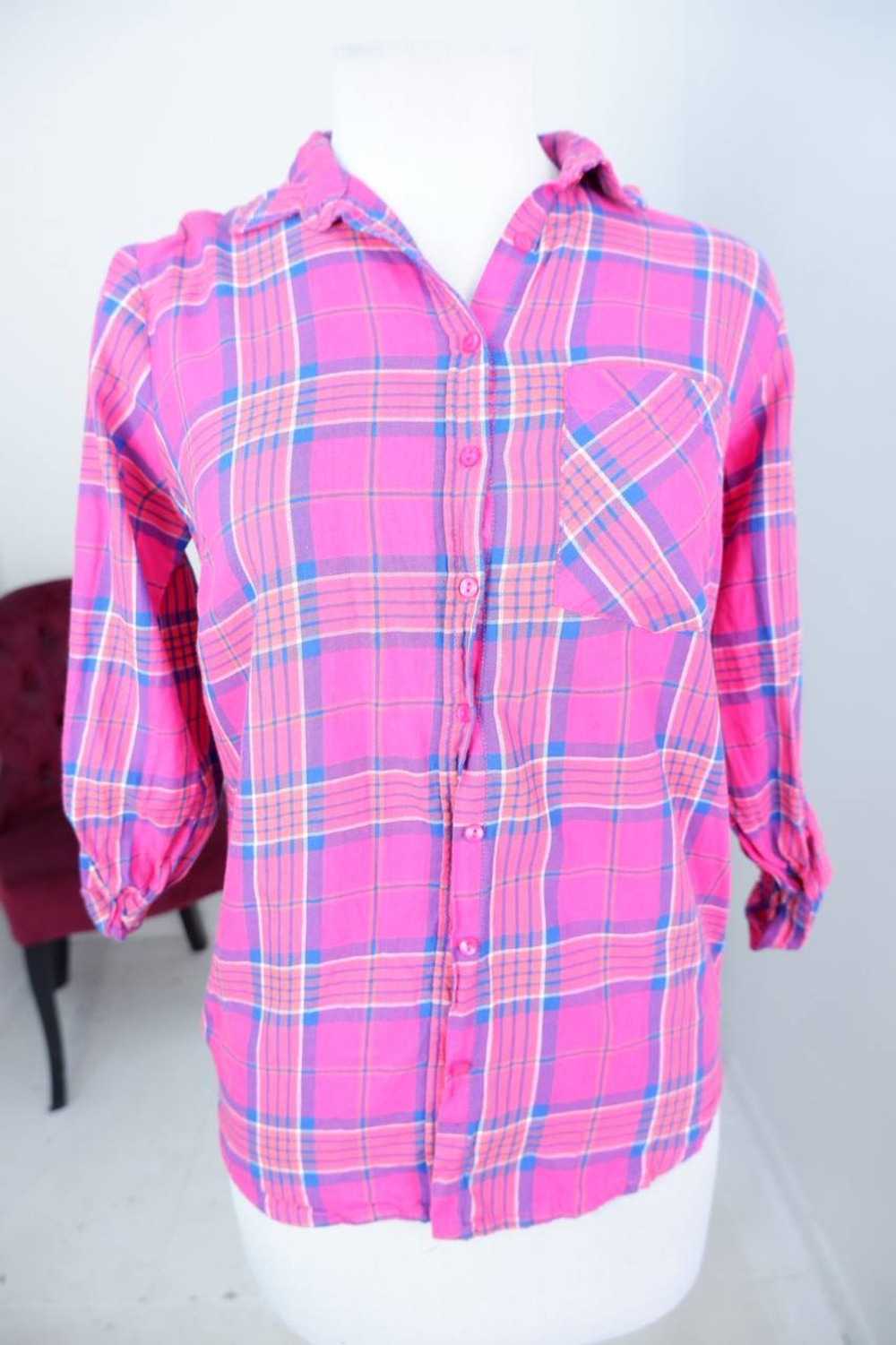 Рубашка Sinsay в стильную клетку, маркировка S, визуально 44 размер