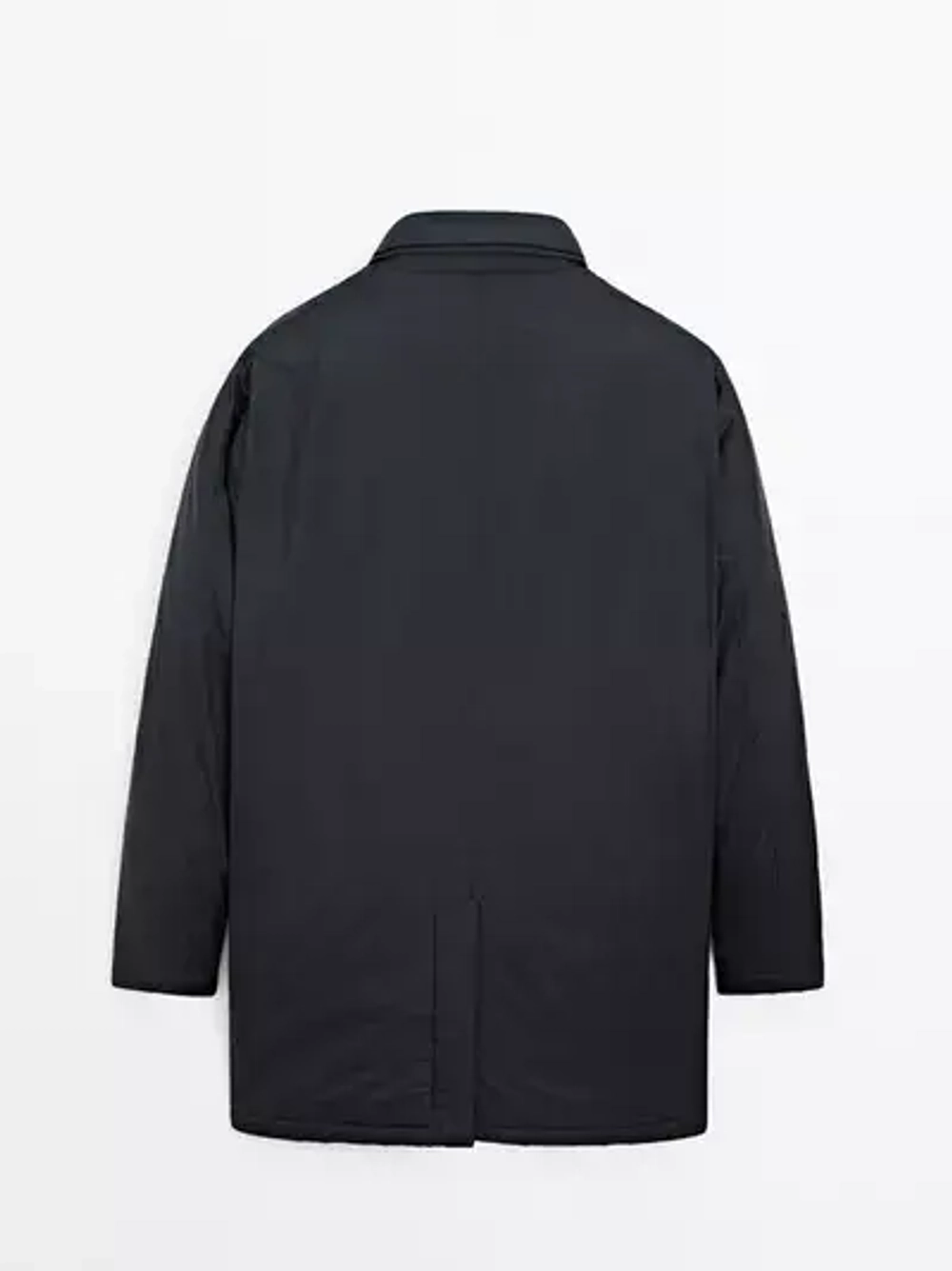 Massimo Dutti Непромокаемая парка из смесового пуха, морской темно-синий