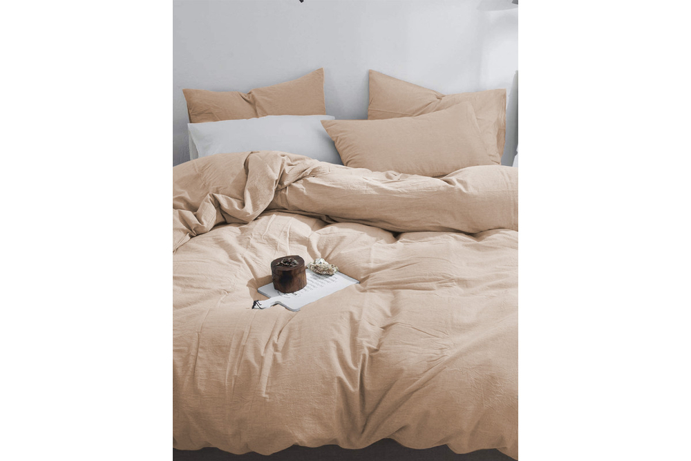 Постельное белье GoodNight Сатин Делюкс евро (с нав. 50х70) бежевый