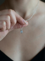 Подвеска КВАДРАТ с цепочкой, серебро/лунный камень