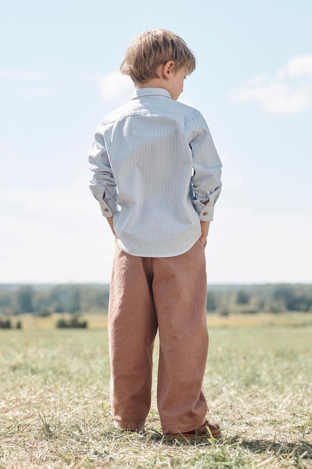 ZARA РУБАШКА С КАРМАНАМИ, СИНИЙ/БЕЛЫЙ