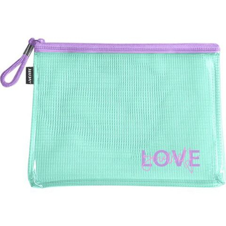 Конверт на молнии 235x180мм ПВХ 320мкм, Pastel, армированный, текст.молния, салатовый