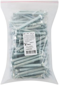 Болт 6-гранная головка (полная резьба) DIN933 М8 х 70 100 шт. Фасовка