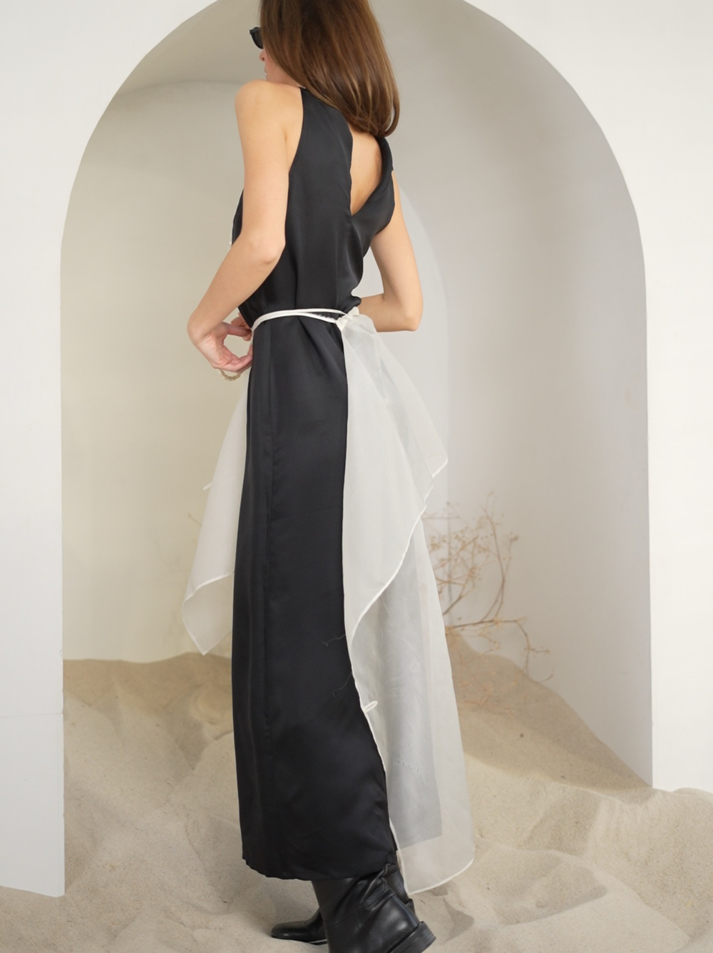 Платье макси черный шёлк