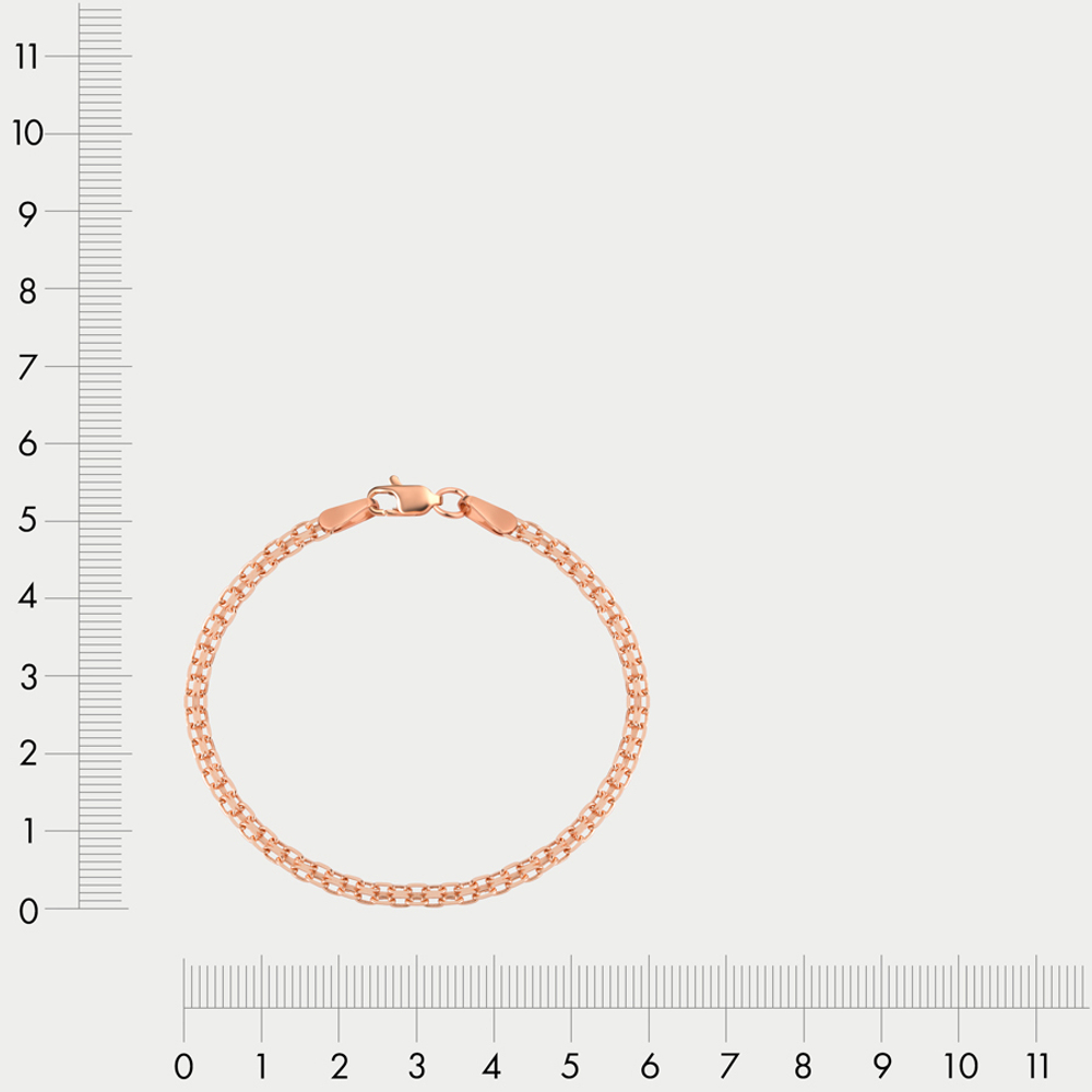 Браслет цепной из розового золота 585 пробы с плетением "Бисмарк" без вставок (арт. НБ 12-040 0.50)