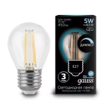 Лампа Gauss LED Filament Шар 5W E27 450 lm 4100K диммир.105802205-D
