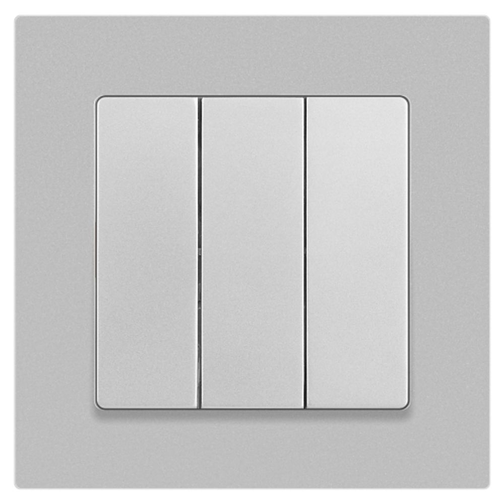 Выключатель Intro Accent 6-106-03 тройной, 10А-250В, IP20, СУ, AL/CU, алюминий