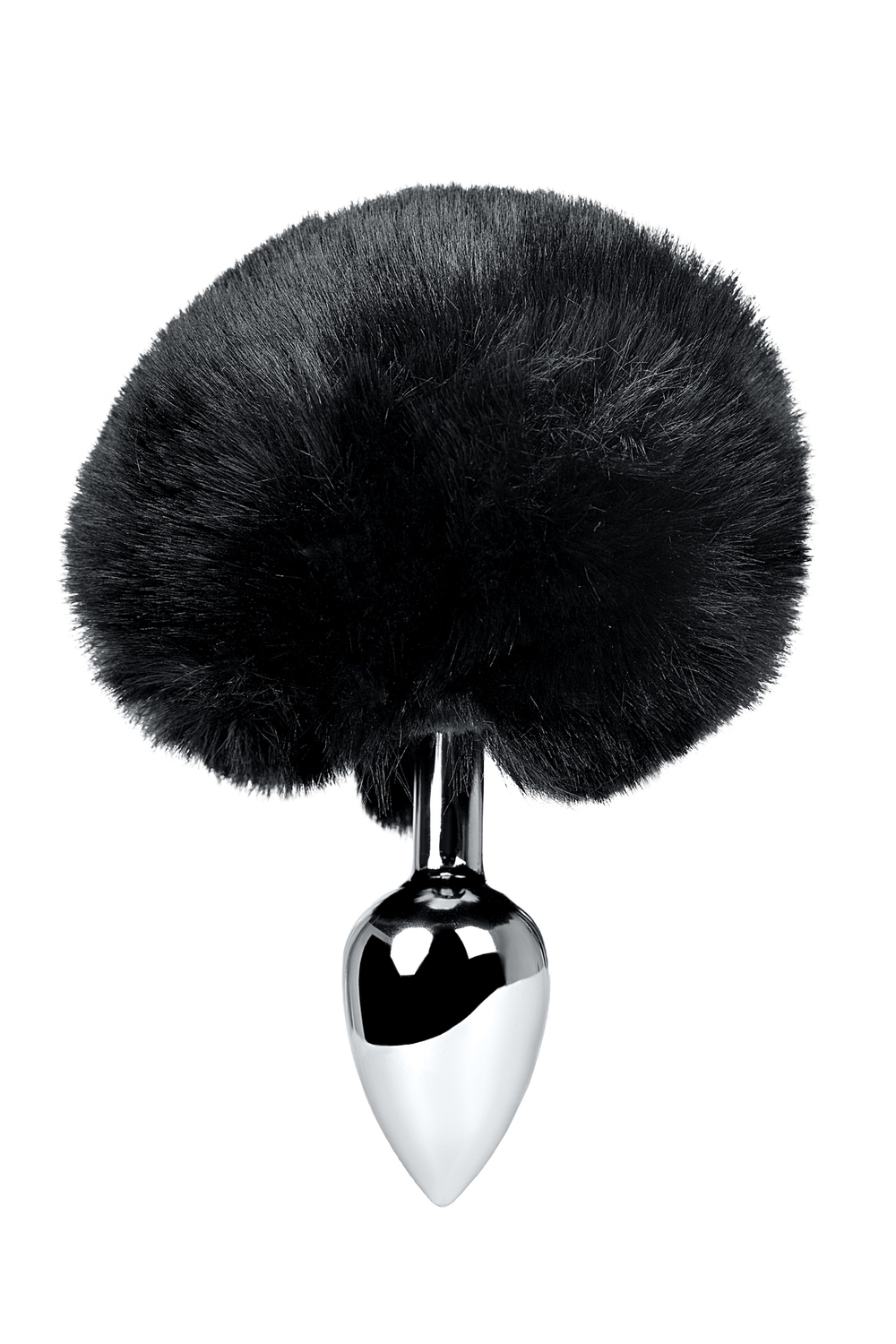 Анальная втулка с черным заячьим хвостом 13 см