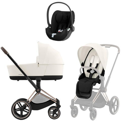 Коляска 3 в 1 Cybex Priam IV Rosegold complete и автокресло Cloud T i-Size Sepia Black Off White