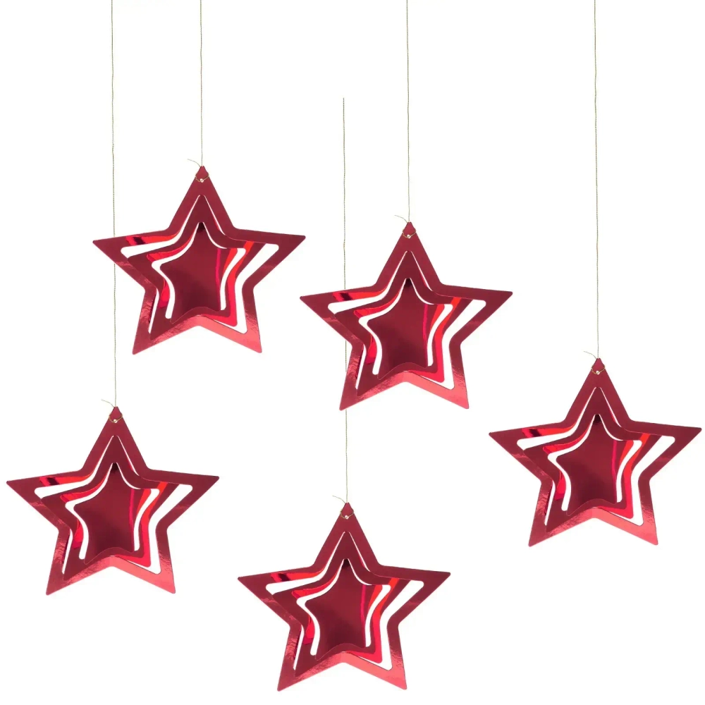 Подвесное украшение «Праздничная атмосфера» 19 см , (5 штук), красный