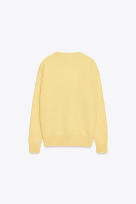 ZARA ДЖЕМПЕР ИЗ 100% КАШЕМИРА С ДЛИННЫМИ РУКАВАМИ, ЖЕЛТЫЙ