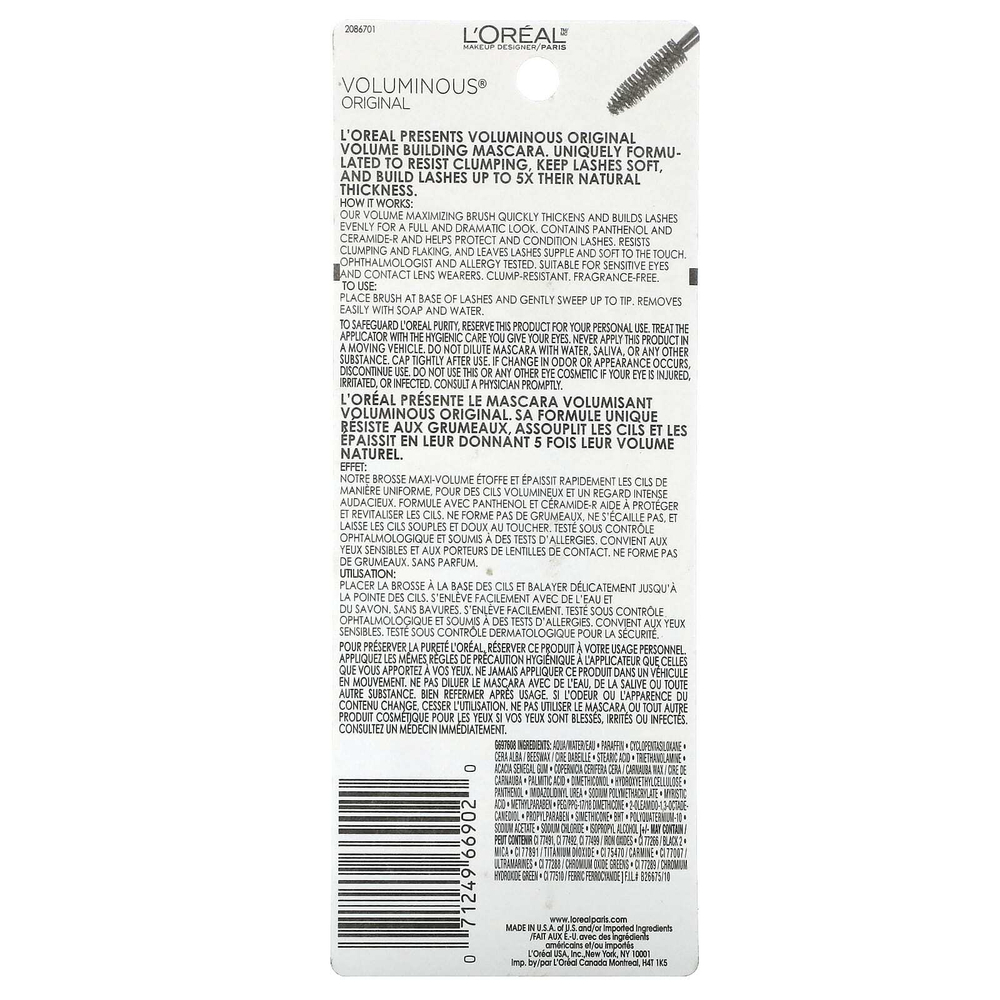 L'Oréal, Voluminous, оригинальная тушь для ресниц, оттенок 315 черно-коричневый, 8 мл (0,28 жидк. унции)