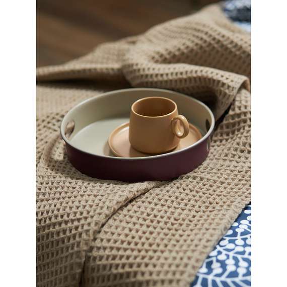 Плед из шерсти бежево-серого цвета из коллекции essential, 130х180 см