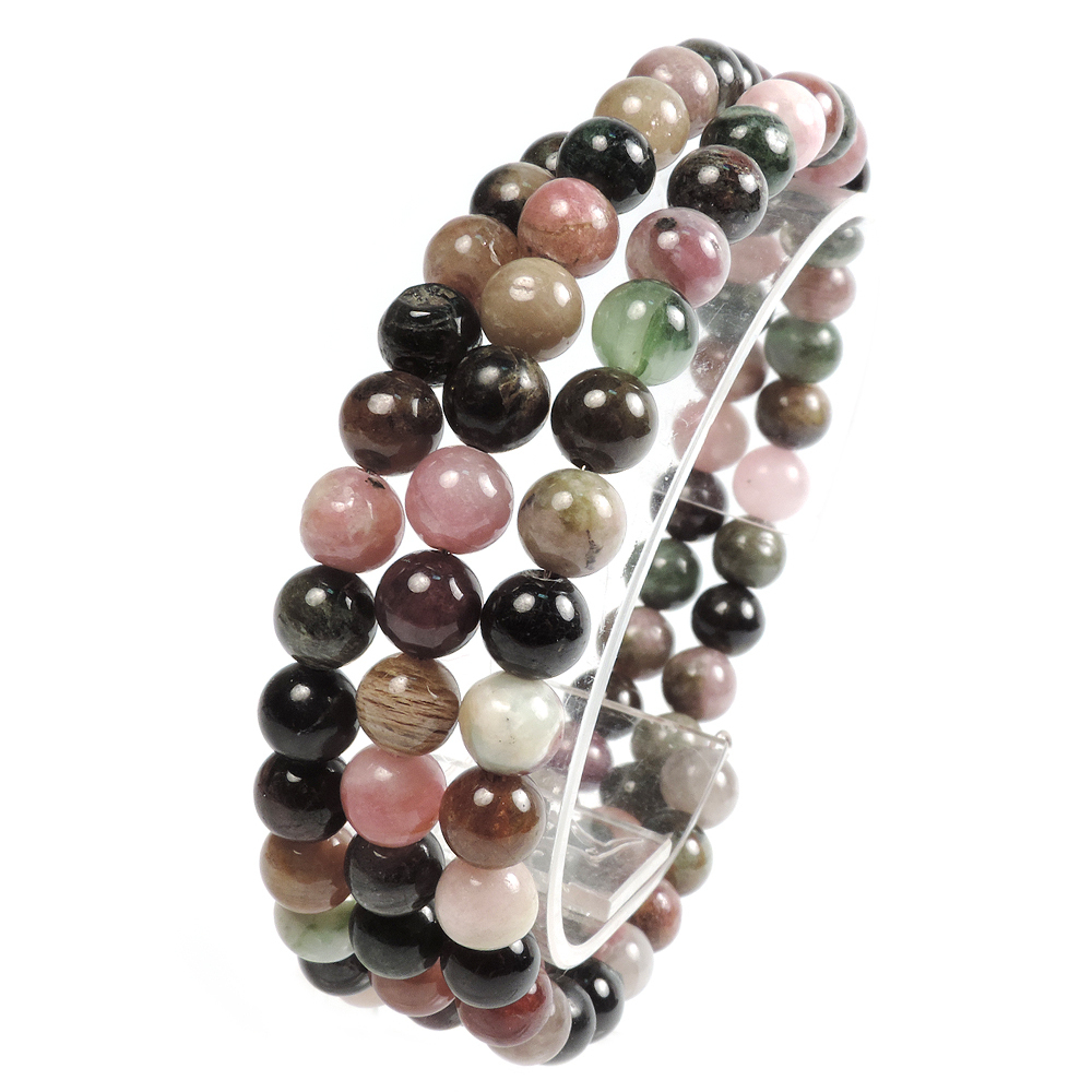 Браслет-пружина "Шарики" турмалин полихромный