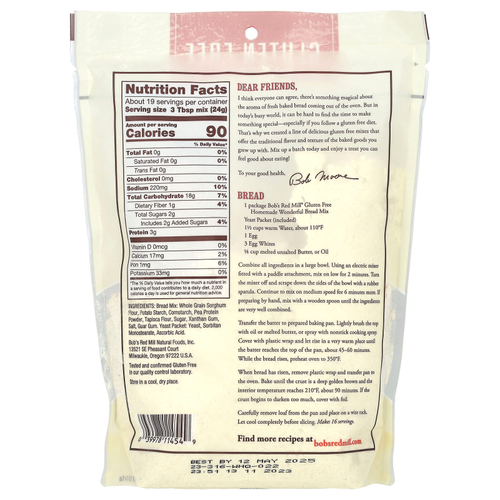 Bob's Red Mill, смесь для домашнего хлеба Wonderful, без глютена, 454 г (16 унций)